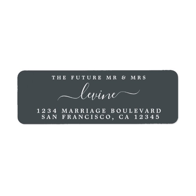 Future Mr Mrs Black White Wedding Return Address Label (Front)