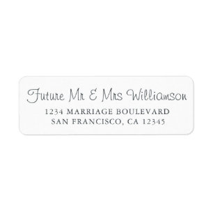 Future Mr Mrs Black White Wedding Return Address Label