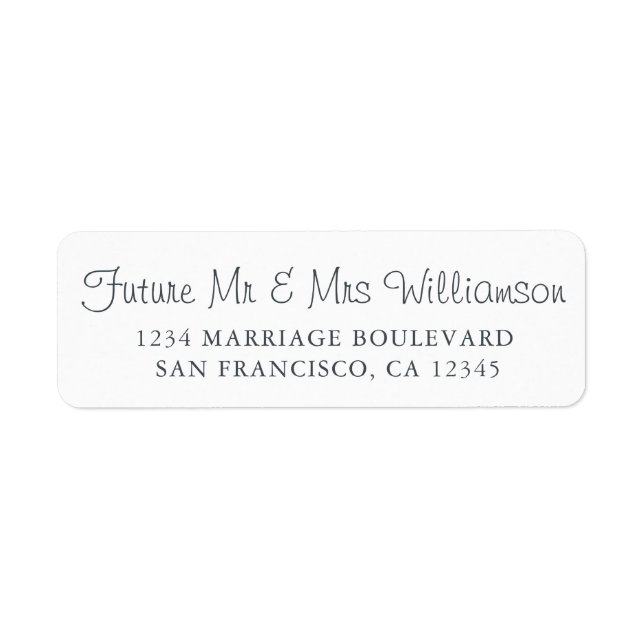 Future Mr Mrs Black White Wedding Return Address Label (Front)