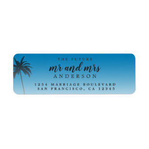 Future Mr Mrs Blue Beach Wedding Return Address Label