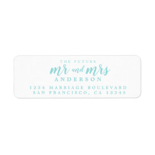 Future Mr Mrs Blue Ink Script Return Address Label