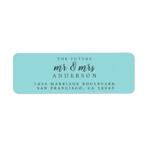 Future Mr Mrs Blue Wedding Return Address Label
