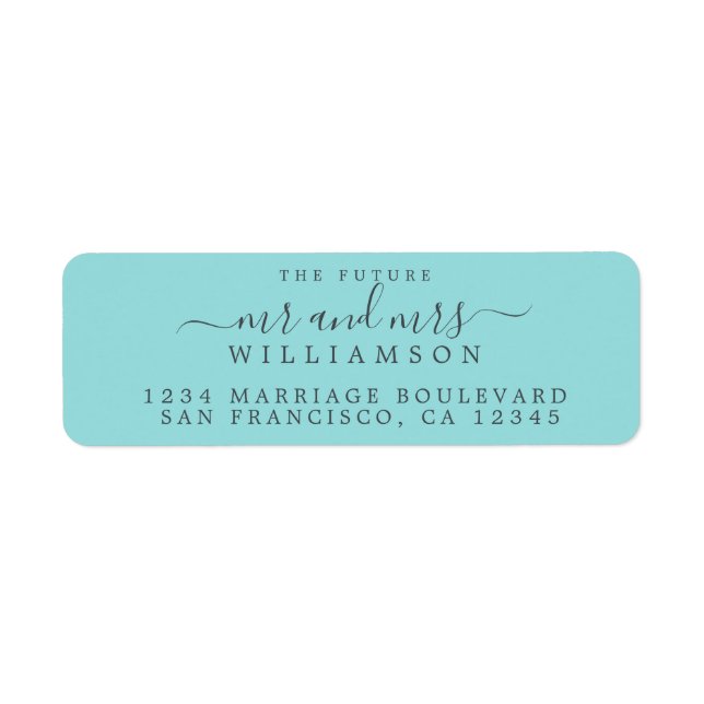 Future Mr Mrs Blue Wedding Return Address Label (Front)