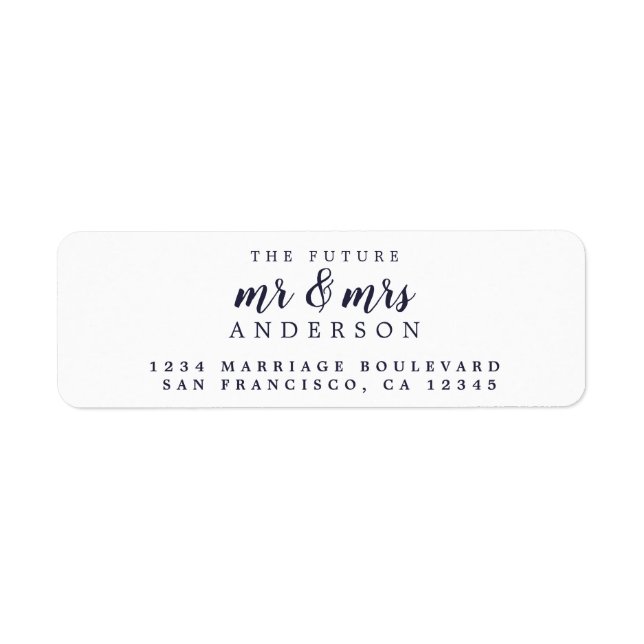 Future Mr Mrs Blue White Wedding  Return Address Label (Front)