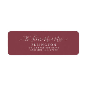 Future Mr & Mrs Burgundy Wedding Return Address  Label