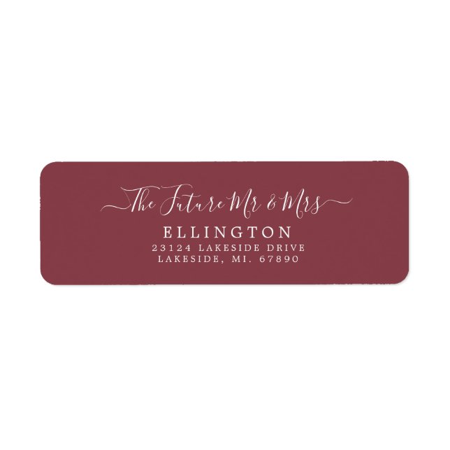 Future Mr & Mrs Burgundy Wedding Return Address  Label (Front)