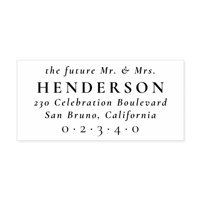 Future Mr. & Mrs. Classic Return Address Rubber Stamp (Imprint)