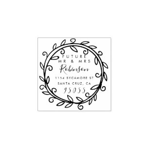 Future Mr & Mrs   Cute Script Return Address Rubber Stamp