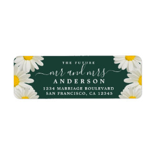 Future Mr Mrs Daisies Green Wedding Return Address Label