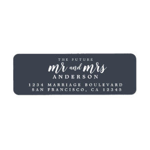 Future Mr Mrs Dark Blue Wedding Return Address Label
