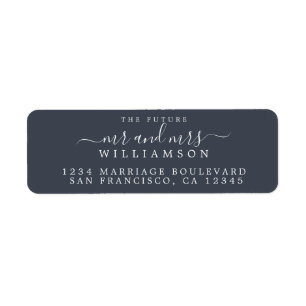 Future Mr Mrs Dark Blue Wedding Return Address Label