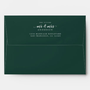 Future Mr Mrs Dark Green Return Address Envelope
