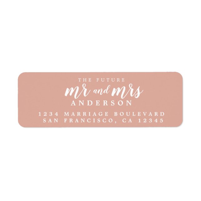 Future Mr Mrs Dusty Pink Wedding Return Address Label (Front)