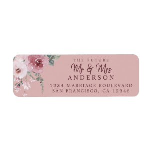 Future Mr Mrs Dusty Rose Floral Return Addres Lab Address Label