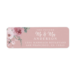 Future Mr Mrs Dusty Rose Floral Return Addres  Return Address Label