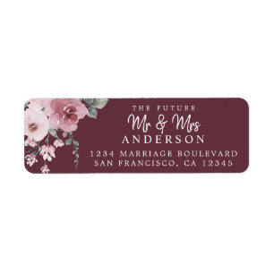 Future Mr Mrs Dusty Rose Floral Return Address Label