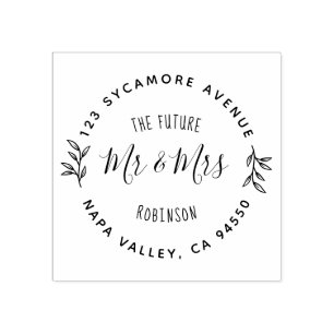 Future Mr & Mrs   Engaged Couple Return Address Rubber Stamp
