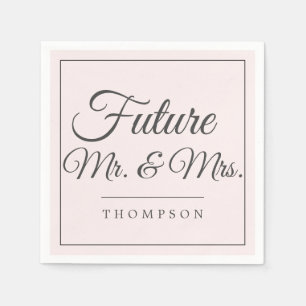 Future Mr & Mrs Engagement Party Blush Pink Paper Napkin