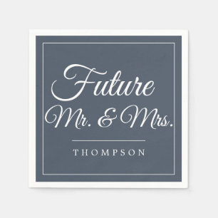 Future Mr & Mrs Engagement Party Smoky Navy Paper Napkin