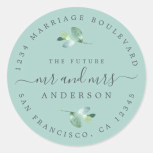Future Mr Mrs Foliage Wedding Return Address Classic Round Sticker