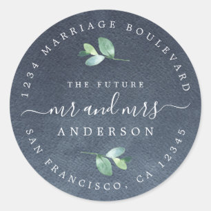 Future Mr Mrs Foliage Wedding Return Address Classic Round Sticker