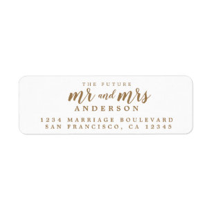 Future Mr Mrs Gold Ink Script Return Address Label
