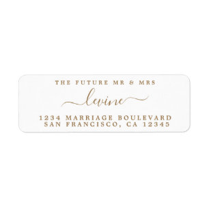 Future Mr Mrs Gold Script Wedding Return Address Return Address Label