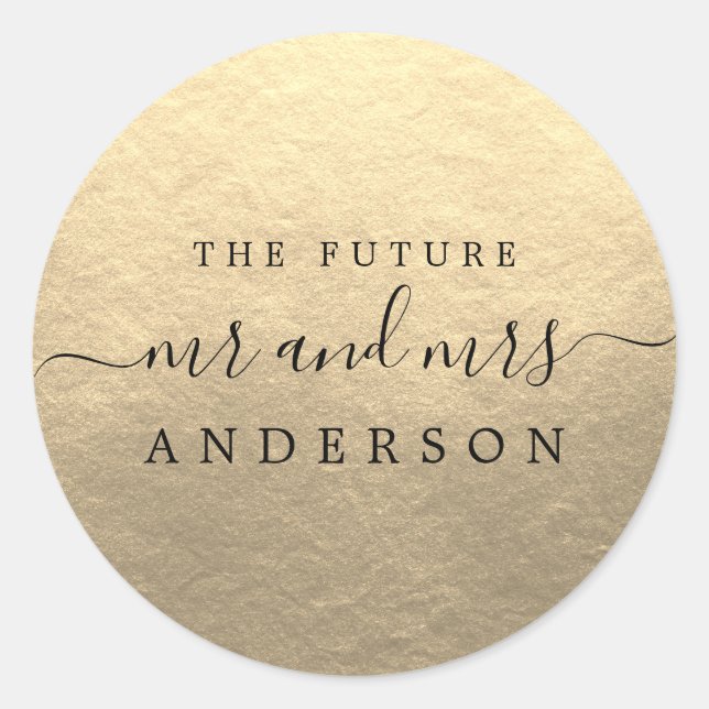 Future Mr Mrs Gold Wedding Sticker (Front)