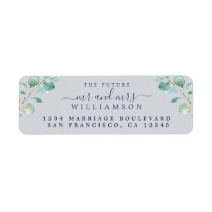 Future Mr Mrs Green Foliage Wedding Return Address Label