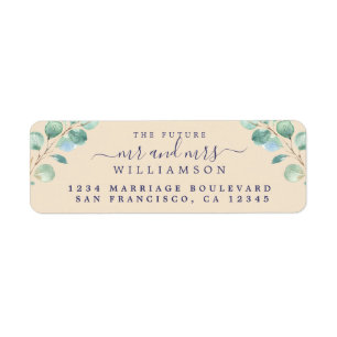 Future Mr Mrs Green Foliage Wedding Return Address Label