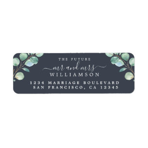 Future Mr Mrs Green Foliage Wedding Return Address Label