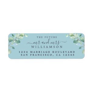 Future Mr Mrs Green Foliage Wedding Return Address Label