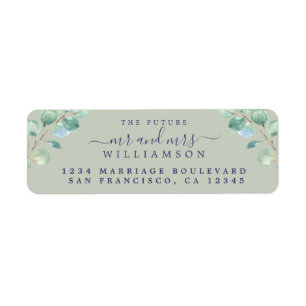Future Mr Mrs Green Foliage Wedding Return Address Return Address Label