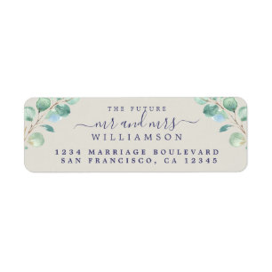 Future Mr Mrs Green Foliage Wedding Return Address Return Address Label