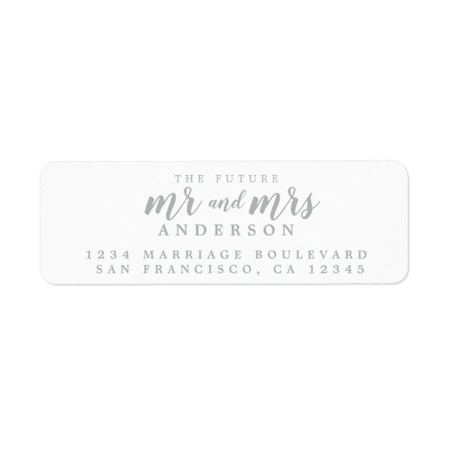 Future Mr Mrs Grey Script Return Address Label (Front)