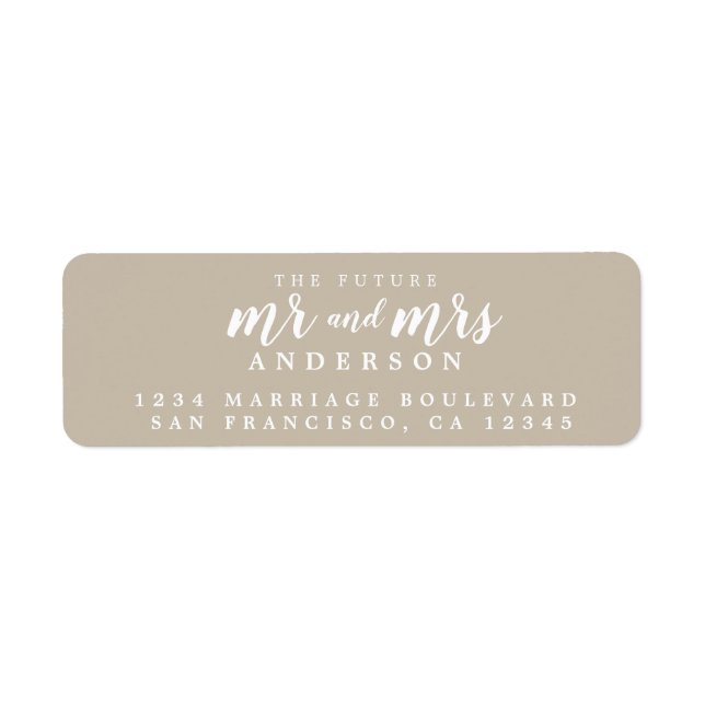 Future Mr Mrs Grey Wedding Return Address Label (Front)