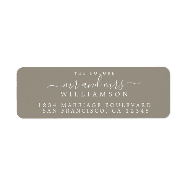Future Mr Mrs Grey Wedding Return Address Label (Front)