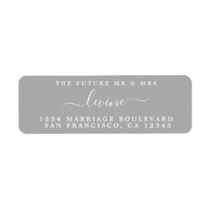 Future Mr Mrs Grey Wedding Return Address Label