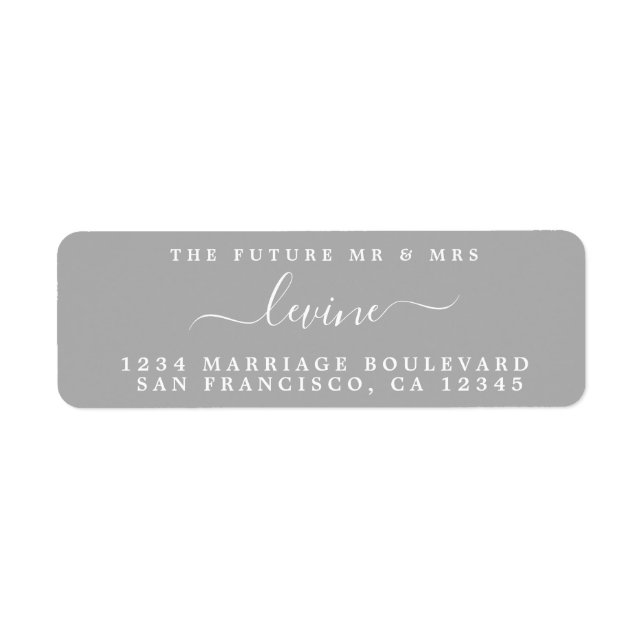 Future Mr Mrs Grey Wedding Return Address Label (Front)