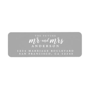 Future Mr Mrs Grey Wedding Return Address Label