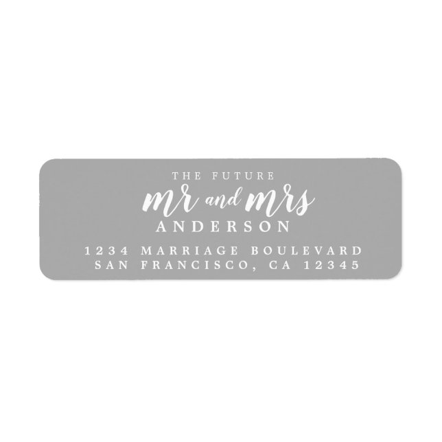 Future Mr Mrs Grey Wedding Return Address Label (Front)