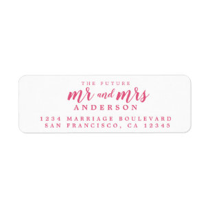 Future Mr Mrs Hot Pink Script Return Address Return Address Label