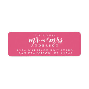 Future Mr Mrs Hot Pink Wedding Return Address Label
