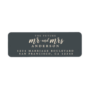 Future Mr Mrs Ivory Black Wedding Return Address Label