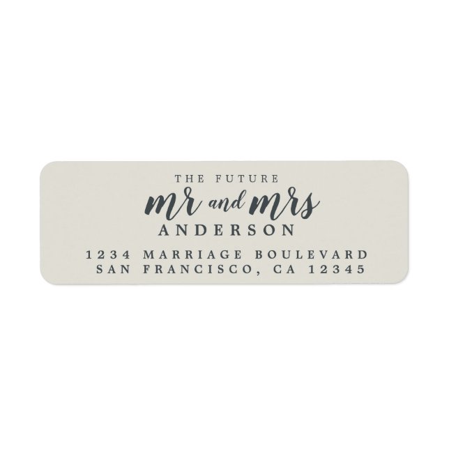 Future Mr Mrs Light Grey Wedding Return Address Label (Front)