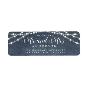 Future Mr Mrs Lights Blue Wedding Return Address Return Address Label
