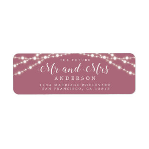 Future Mr Mrs Lights Purple Wedding Return Address Label