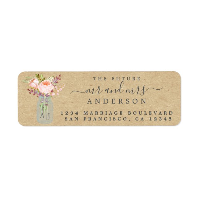 Future Mr Mrs Mason Jar Wedding Return Address Label (Front)