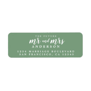 Future Mr Mrs Mineral Green Wedding Return Address Label