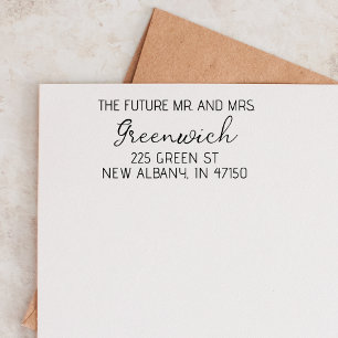 Future Mr Mrs Modern Wedding Save The Date Family Self-inking Stamp